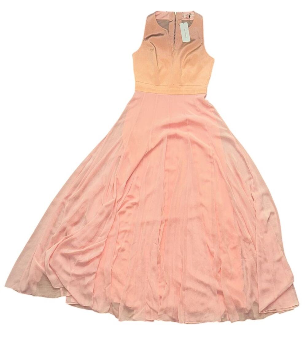 NWT Rebecca Taylor Silk Sleeveless Peach & Coral Prom Formal Gown Small